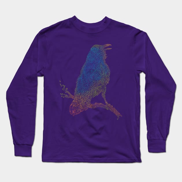 The Iridescent Raven Long Sleeve T-Shirt by Thepapercrane